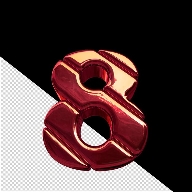 Símbolo hecho de bloques diagonales rojos número 8