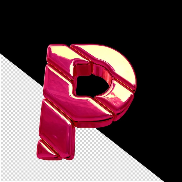 PSD símbolo hecho de bloques diagonales rosados letra p