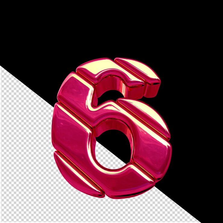 PSD símbolo hecho de bloques diagonales rosados número 6