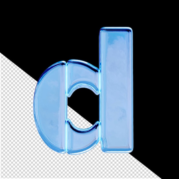 Símbolo hecho de bloques verticales azules letra d