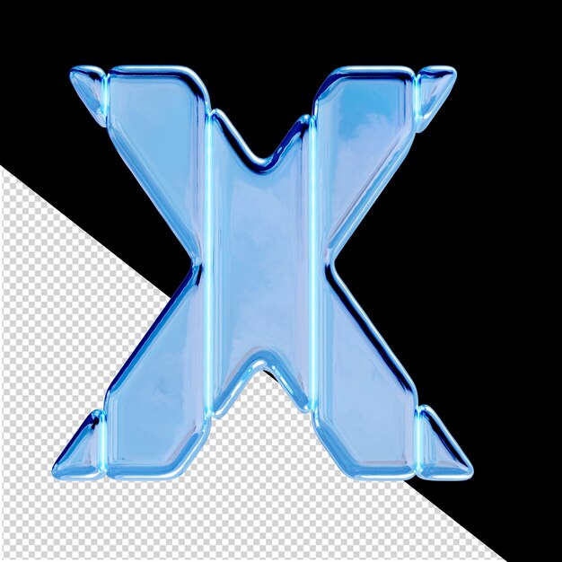 Símbolo hecho de bloques verticales azules letra x
