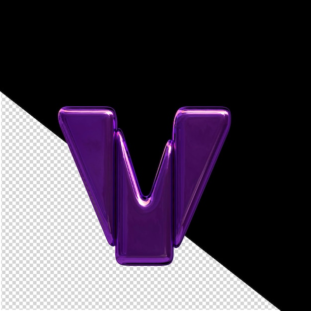Símbolo hecho de bloques verticales púrpuras letra v