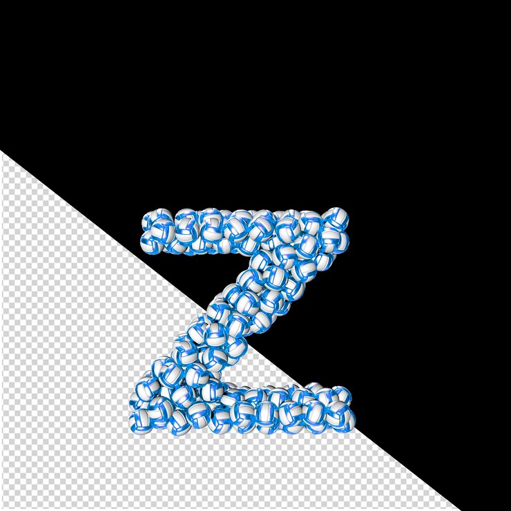 PSD símbolo hecho de bolas de voleibol azules letra z