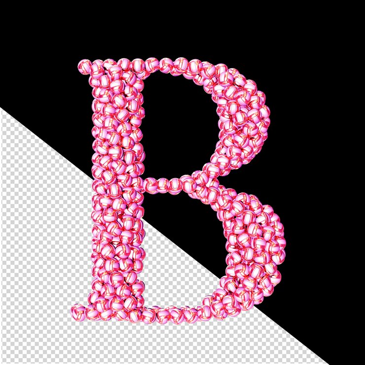 PSD símbolo hecho de bolas de voleibol rosas letra b