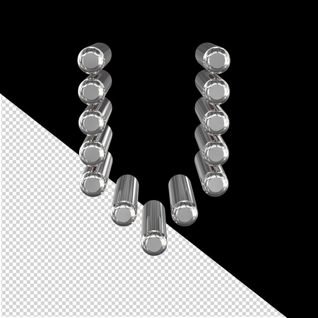 Símbolo hecho de cilindros 3d letra v