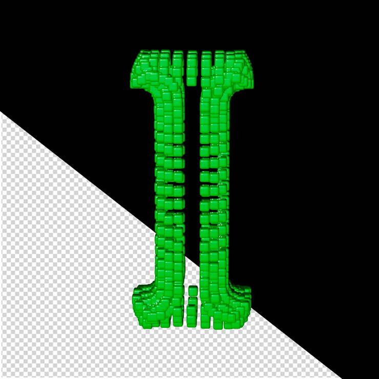PSD símbolo hecho de cubos 3d verdes letra i