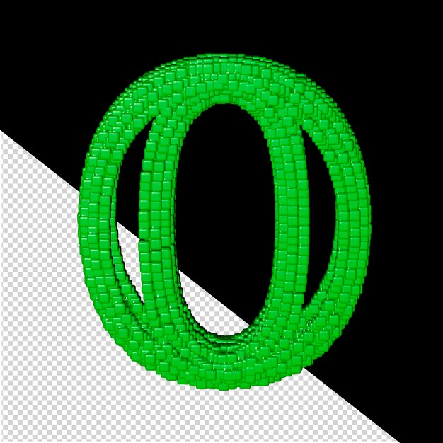 Símbolo hecho de cubos 3d verdes letra o