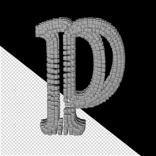 Símbolo hecho de cubos grises 3D. letra p