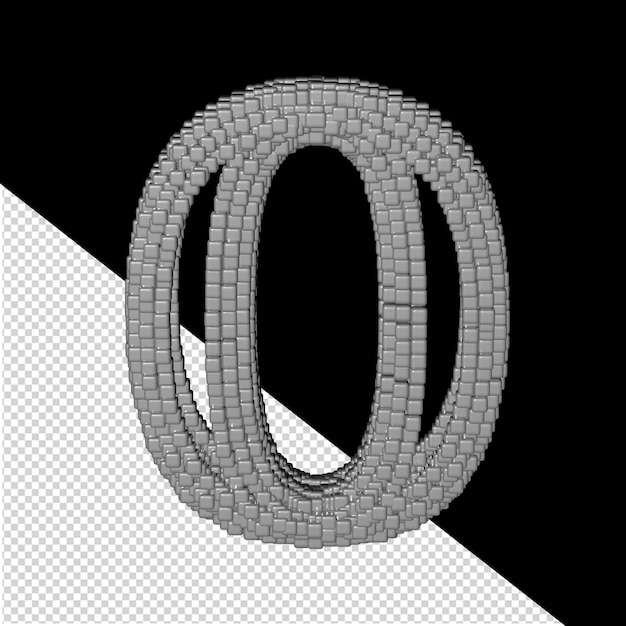 Símbolo hecho de cubos grises en 3D. Número 0