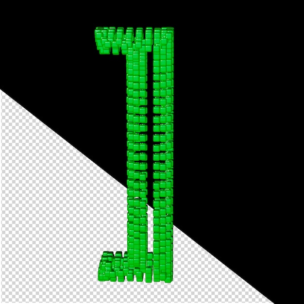 PSD símbolo hecho de cubos verdes 3d