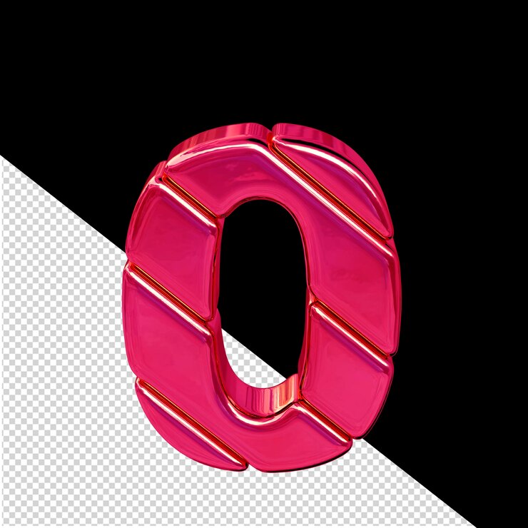 PSD símbolo hecho de diagonal rosa bloques 3d letra 0
