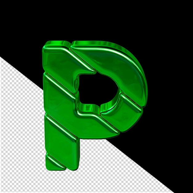 Símbolo hecho de diagonal verde bloques 3d letra p
