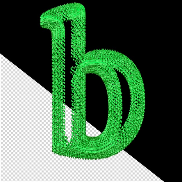 PSD símbolo hecho de dólar verde signos 3d letra b