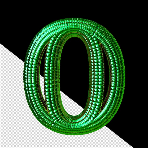 PSD símbolo hecho de esferas verdes letra o