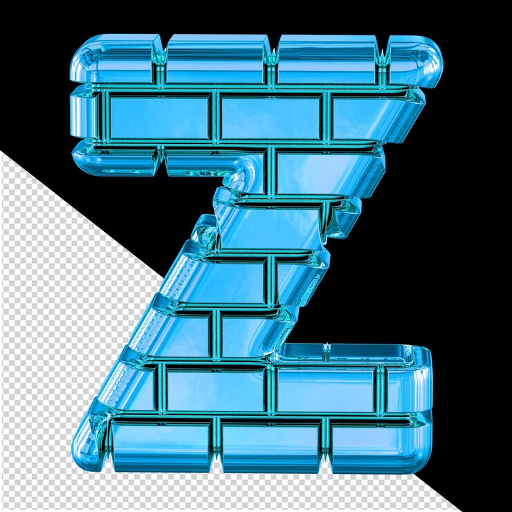 PSD el símbolo hecho de ladrillos azules letra z