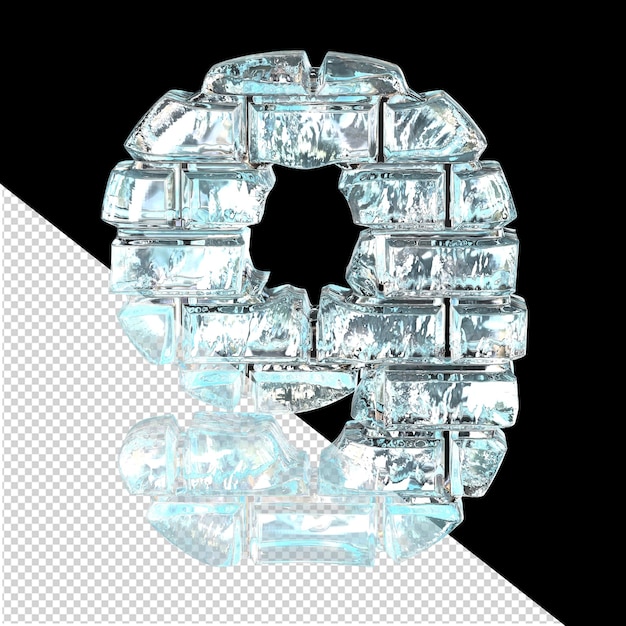 Símbolo hecho de ladrillos de hielo horizontales número 9