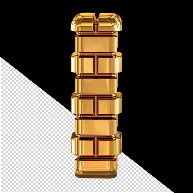 El símbolo hecho de ladrillos de oro 3d letra i