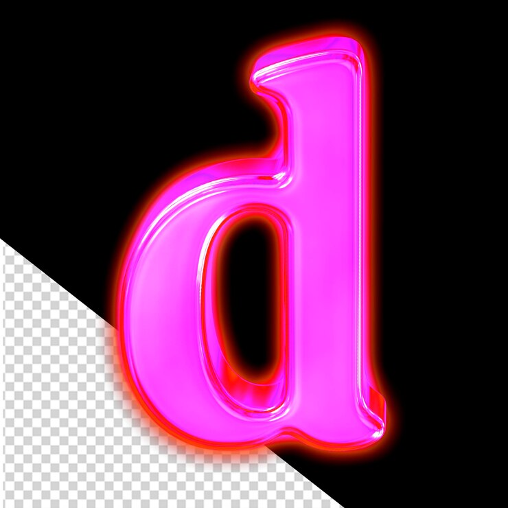 PSD símbolo hecho de la letra d púrpura brillante