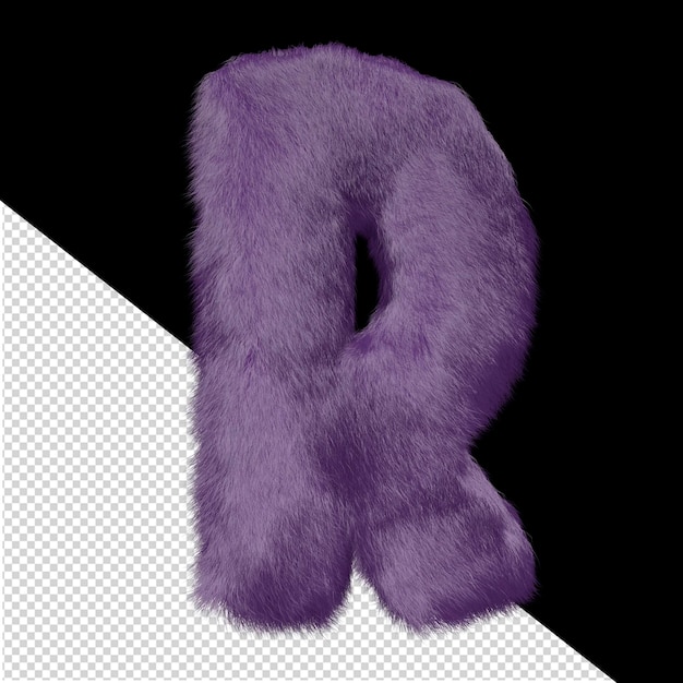 Símbolo hecho de la letra de pelaje púrpura r