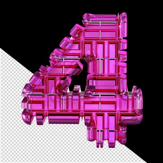 Símbolo hecho de metal transformado número 4