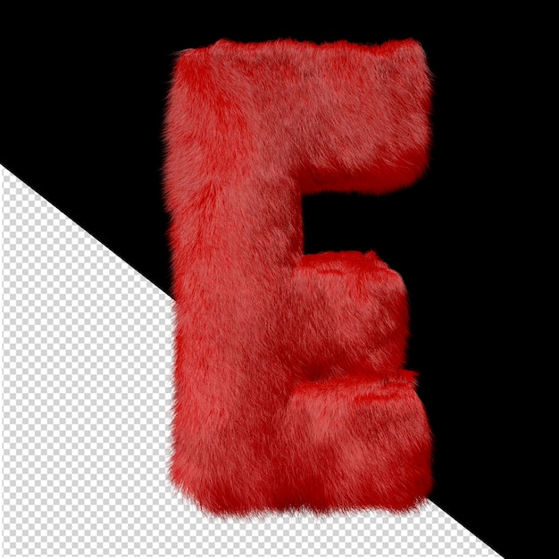 Símbolo hecho de piel roja letra e