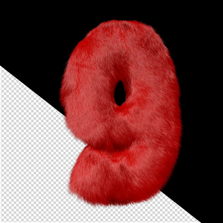 PSD símbolo hecho de piel roja número 9