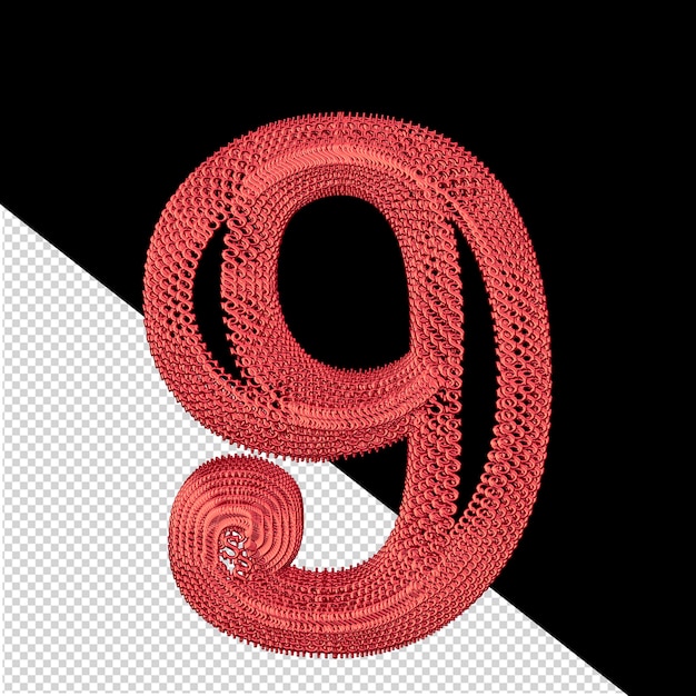 Símbolo hecho de signos 3d de dólar rojo número 9