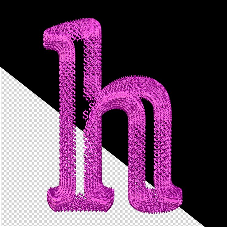 PSD símbolo hecho de signos de dólar 3d púrpura letra h
