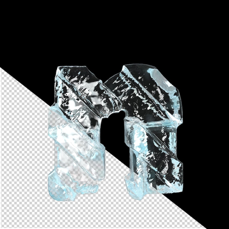 PSD símbolo de hielo con tiras gruesas diagonales letra n