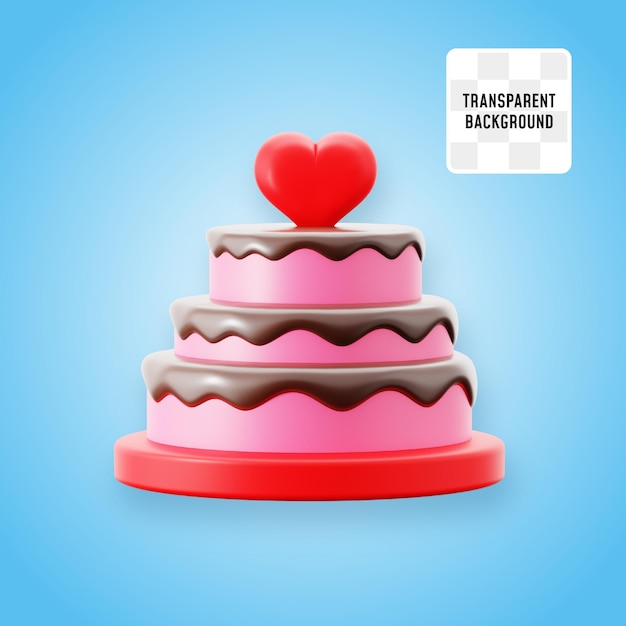 símbolo del hogar del pastel de boda con crema de chocolate ilustración del icono 3D diseño de renderización
