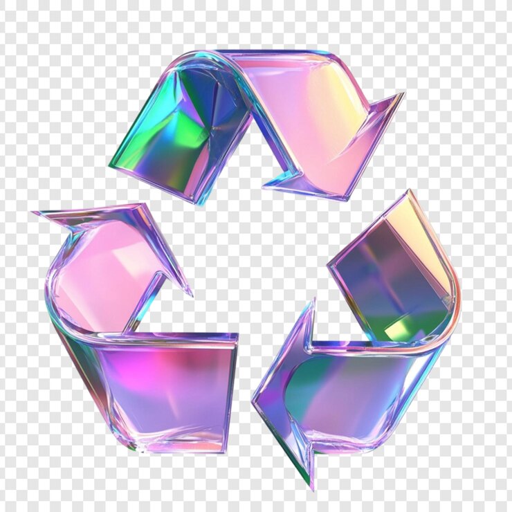 PSD símbolo holográfico de reciclaje diseño sostenible amigable con el medio ambiente