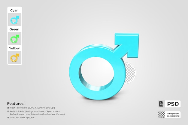 símbolo hombre género masculino renderización 3D