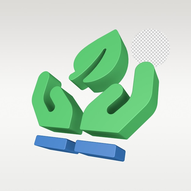 Símbolo de icono de ecología de energía de renderizado 3D