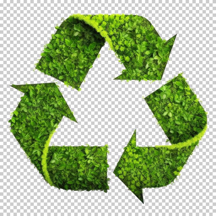 PSD símbolo de icono de reciclaje en la naturaleza de las plantas aislado sobre fondo transparente