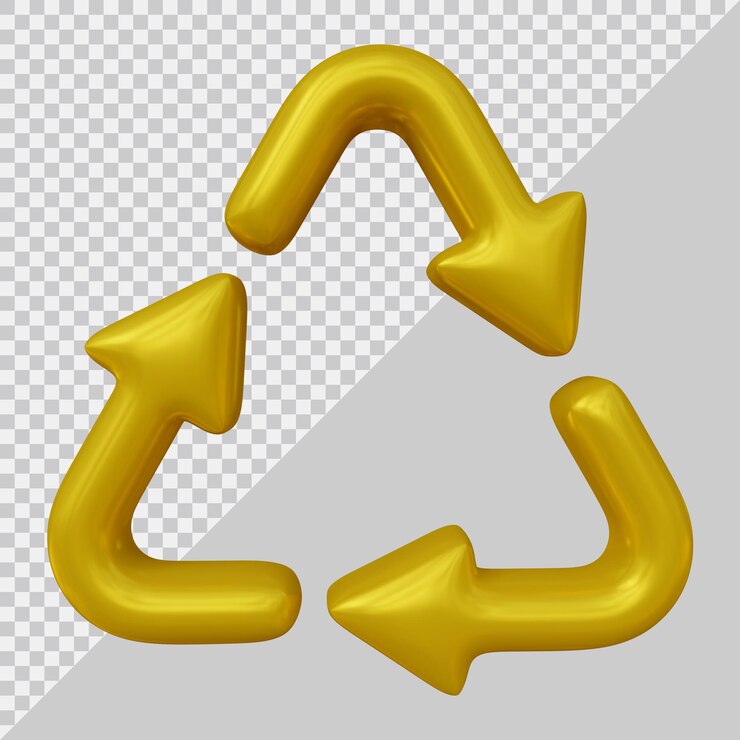 PSD símbolo de icono de reciclaje o flechas circulares en 3d render