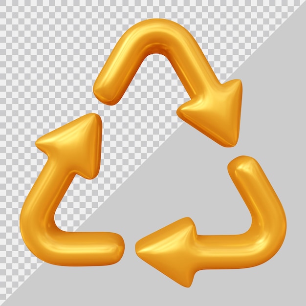Símbolo de icono de reciclaje o flechas circulares en renderización 3D