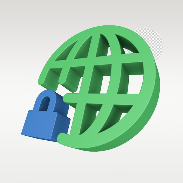 PSD símbolo de icono de seguridad cibernética de renderizado 3d
