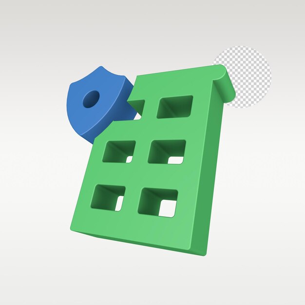 Símbolo de icono de seguro de renderizado 3D
