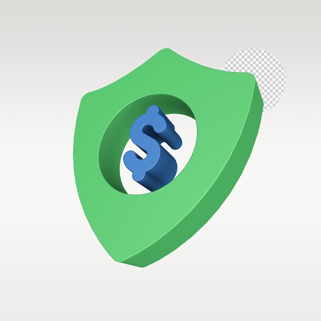 Símbolo de icono de seguro de renderizado 3D