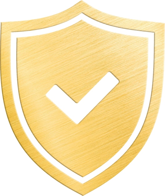 Símbolo de icono de verificación dorado para el elemento de diseño del concepto de corrección de calidad de garantía positiva