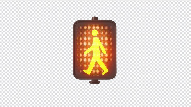 PSD símbolo iluminado para el cruce peatonal que indica el paso para un cruce seguro en zonas urbanas