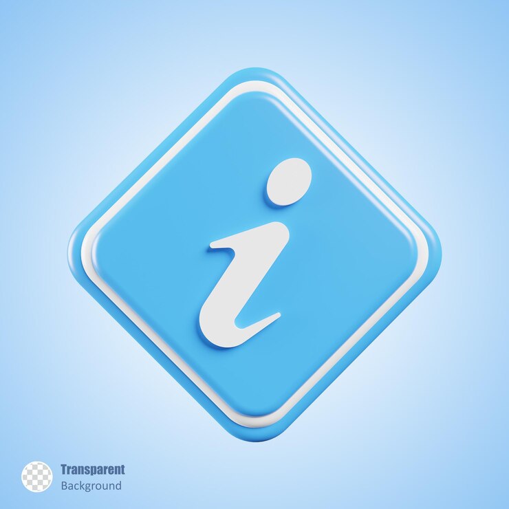 PSD símbolo de información en la ilustración 3d