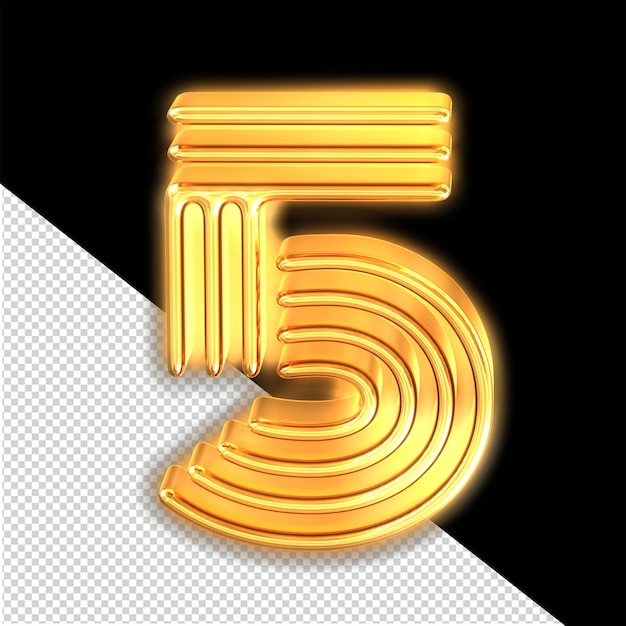 Símbolo luminoso dourado número 5