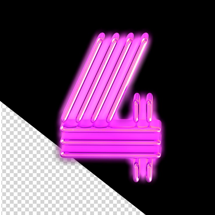 PSD símbolo luminoso púrpura número 4