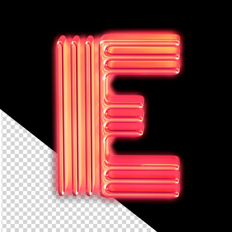 PSD símbolo luminoso rojo letra e