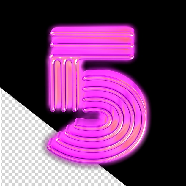 Símbolo luminoso roxo número 5