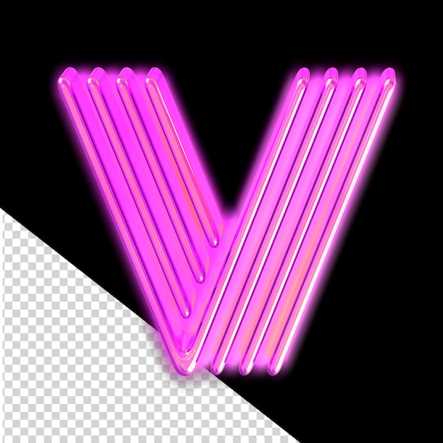 Simbolo luminoso viola lettera v