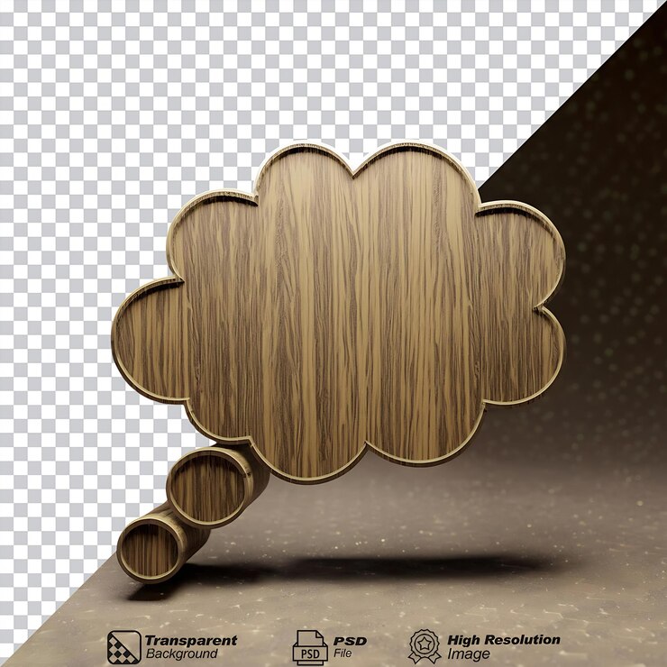 PSD símbolo de madera de burbuja aislado sobre un fondo transparente
