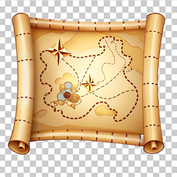 PSD símbolo del mapa del tesoro aislado sobre un fondo transparente