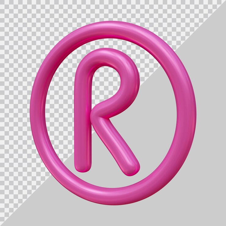 PSD símbolo de marca registrada con estilo moderno 3d
